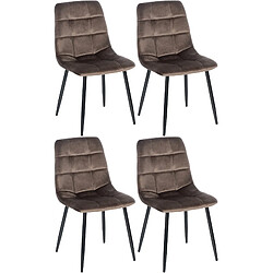 Decoshop26 Lot de 4 chaises de salle à manger style moderne et confortable en tissu velours maron et métal noir 10_0001778 