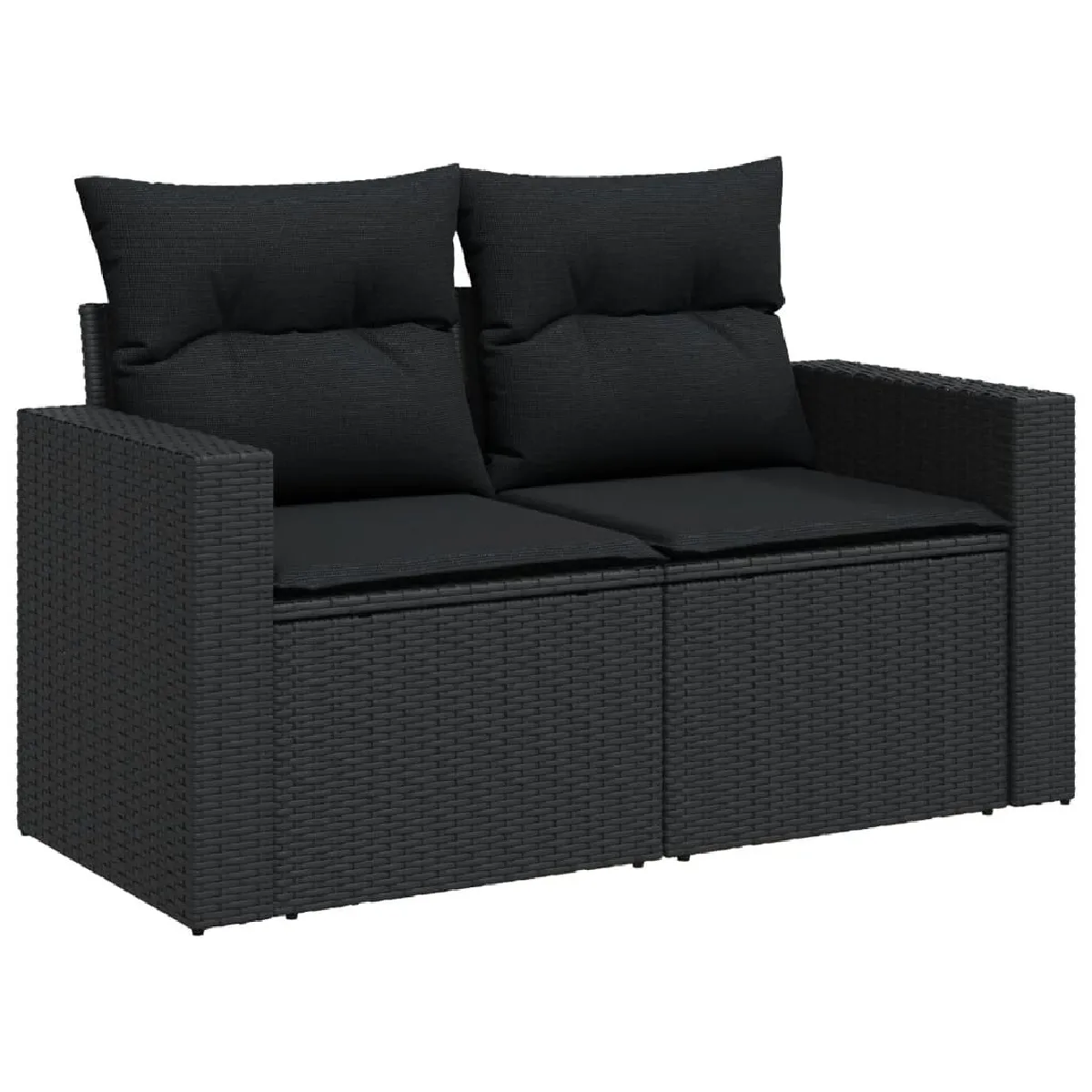 Avis Maison Chic Ensemble Tables et chaises d'extérieur 8 pcs avec coussins,Salon de jardin noir résine tressée -GKD249216