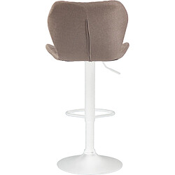 Decoshop26 Lot de 2 tabourets de bar avec coutures décoratives en forme de losanges en tissu taupe et métal blanc 10_0004123 pas cher