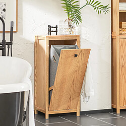 SoBuy BZR96-N Armoire à Linge avec Sac à Linge, Meuble Bas, Commode, Coffre à Linge, Porte Vêtement avec 1 Panier à Linge 