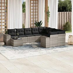 vidaXL Salon de jardin avec coussins 10 pcs gris clair résine tressée