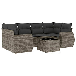 vidaXL Salon de jardin avec coussins 7 pcs gris résine tressée