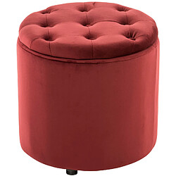 Decoshop26 Pouf tabouret coffre avec espace de rangement en tissu velours rouge 42x44cm TABO10079