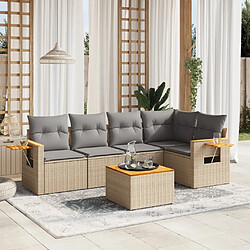 vidaXL Salon de jardin avec coussins 6 pcs beige résine tressée