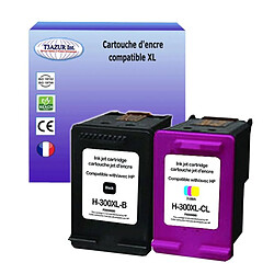 T3Azur 1+1 Cartouches d'encre compatibles remplace HP 300XL (CC640EE/CC641EE) + HP 300XL (CC643EE/CC644EE) Couleur