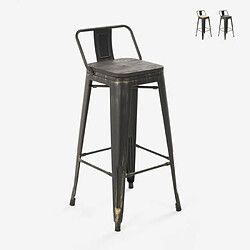 Ahd Amazing Home Design Tabouret design industriel métal bois vintage style tolix Brush Top, Couleur: Wenge