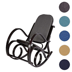 Mendler Fauteuil à bascule M41, fauteuil TV, bois massif ~ Aspect noyer, tissu/textile gris anthracite