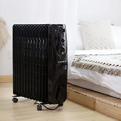 Aigostar Black Forest - Radiateur à bain d’huile 2500W, 13 éléments chauffants. 3 niveaux de puissance et thermostat réglable. Protection contre la surchauffe et les basculements. Design exclusif.