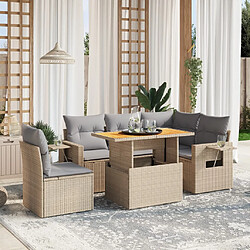 vidaXL Salon de jardin avec coussins 6 pcs beige résine tressée 