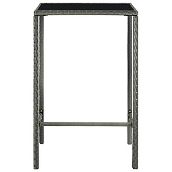 vidaXL Table de bar de jardin Gris 70x70x110cm Résine tressée et verre