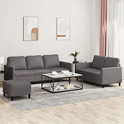 vidaXL Ensemble de canapés 3 pcs avec coussins Gris Similicuir 