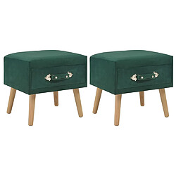 Maison Chic Lot de 2 Tables de chevet,Table de nuit,Table d'appoint pour salon Vert 40x35x40 cm Velours -MN58941