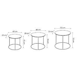 Rousseau Ensemble de tables d'appoint 3 pcs Tanto Métal Noir et doré pas cher