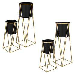 ML-Design Supports à fleurs set de 4 en acier Pot de fleurs Support de plantes Colonne de 