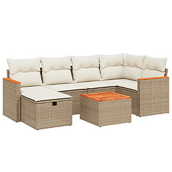 vidaXL Salon de jardin avec coussins 7 pcs beige résine tressée