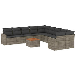 Maison Chic Salon de jardin 11 pcs avec coussins, Ensemble Tables et chaises d'extérieur gris résine tressée -GKD715461