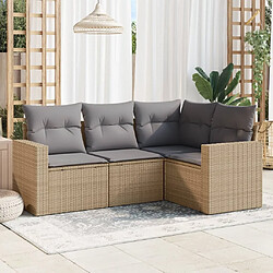 Maison Chic Salon de jardin avec coussins 4 pcs | Ensemble de Table et chaises | Mobilier d'Extérieur beige résine tressée -GKD63867