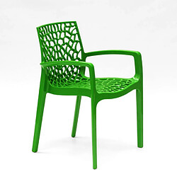 Avis 22 Chaises Gruvyer ARM Grand Soleil accoudoirs polypropylène brillant offre stock, Couleur: Vert