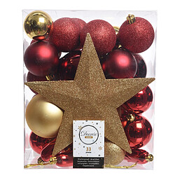 Décoris Kit déco de noël rouge et jaune (Lot de 33 pièces)