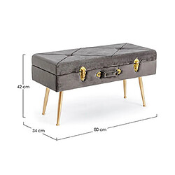 Acheter Mes Banc coffre 80x34x42 cm en velours gris et doré