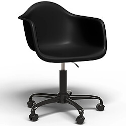 ICONIK INTERIOR Chaise de bureau avec accoudoirs - Chaise de bureau avec roulettes - Structure noire Weston Noir