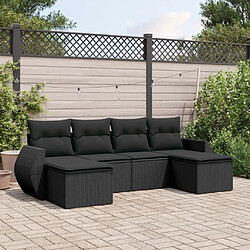 vidaXL Salon de jardin 6 pcs avec coussins noir résine tressée 