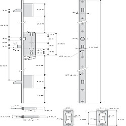 Serrure 3 points TF3 pêne dormant à rouleau 36 mm têtière en U 24X6 - STREMLER - 6374.36.0A