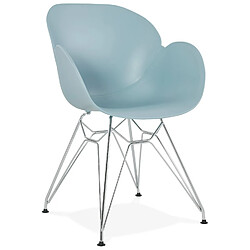 Alterego Chaise moderne 'UNAMI' bleue en matière plastique avec pieds en métal chromé