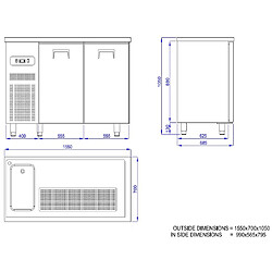 Refroidisseur de Boissons - 2 Portes & Evier - Combisteel pas cher