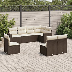 Maison Chic Ensemble Tables et chaises d'extérieur 8 pcs avec coussins,Salon de jardin marron résine tressée -GKD527350