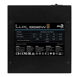 Bloc d'Alimentation Aerocool LUX850 ATX 850 W 130 W 80 Plus Bronze Noir