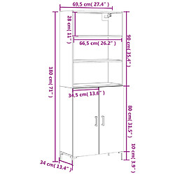 vidaXL Buffet haut Sonoma gris 69,5x34x180 cm Bois d'ingénierie pas cher