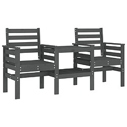 Maison Chic Banc de jardin 2 places | Banquette de jardin avec table | Chaise Relax gris bois massif de pin -MN35120