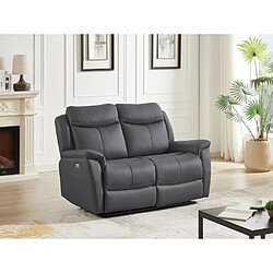 Vente-Unique Canapé 2 places relax électrique en cuir de vachette gris anthracite NOMAJO 