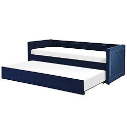 Acheter Beliani Lit gigogne en velours côtelé bleu marine 90 x 200 cm MIMIZAN