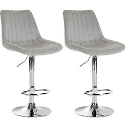 Non Lot de 2 tabourets de bar Toni velours chrome 