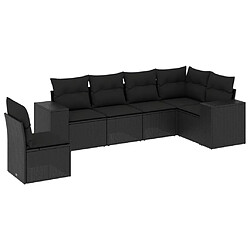 vidaXL Salon de jardin 6 pcs avec coussins noir résine tressée