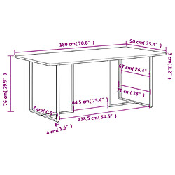 vidaXL Table de salle à manger 180 cm Bois de manguier brut pas cher