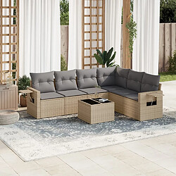 vidaXL Salon de jardin avec coussins 7 pcs beige résine tressée 