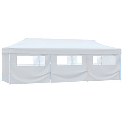 vidaXL Tente de réception escamotable avec 8 parois 3 x 9 m Blanc