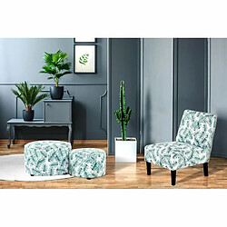 Paris Prix Fauteuil Design Imprimé Indira 84cm Blanc & Vert