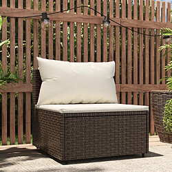 Maison Chic Canapé central de jardin avec coussins | Canapé Sofa d'extérieur | Fauteuil terrasse marron résine tressée -MN97778