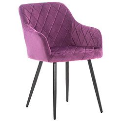 Decoshop26 Chaise de salle à manger design retro coutures décoratives en losanges assise en tissu violet 10_0002107 