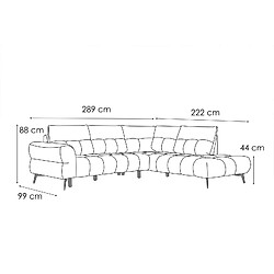 Acheter Courtois Laville Canapé d'angle droit Salvini 5 places tissu rouge brique