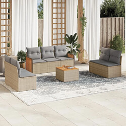 Maison Chic Salon de jardin avec coussins 8 pcs | Ensemble de Table et chaises | Mobilier d'Extérieur beige résine tressée -GKD48098