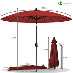 Vounot Parasol inclinable 270cm Shanghai avec housse de protection rouge pas cher