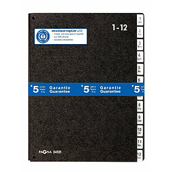 PAGNA Classeur à soufflet 24121-04 carton dur noir DIN A4 ATT.INT.NUMBER_COMPARTMENTS: 12 1-12, Janv.-Déc. 