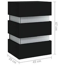 vidaXL Table de chevet à LED Noir 45x35x67 cm Bois d'ingénierie pas cher