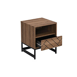 Acheter Vente-Unique Lot de 2 tables de chevet 1 tiroir et 1 niche - MDF et Acier - Coloris : Naturel et noir - CARATANA