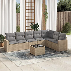 vidaXL Salon de jardin avec coussins 8 pcs beige résine tressée